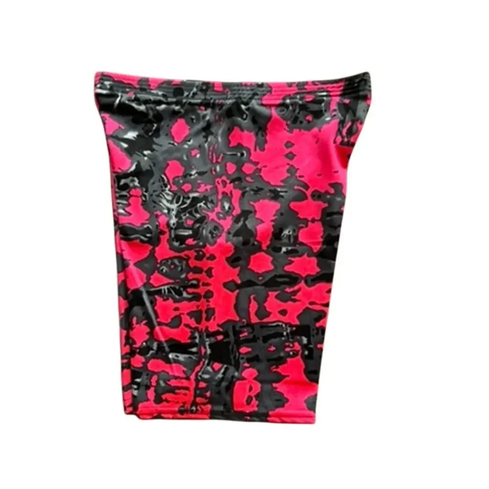 Vintage 80s 90s Wags Neon Pink Black Splatter Bike Shorts Spandex High Waist M